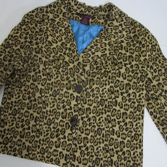10 Crop Boxy Leopard Jacket Retro Pinup Rockabilly Corduroy - Picture 3 of 7